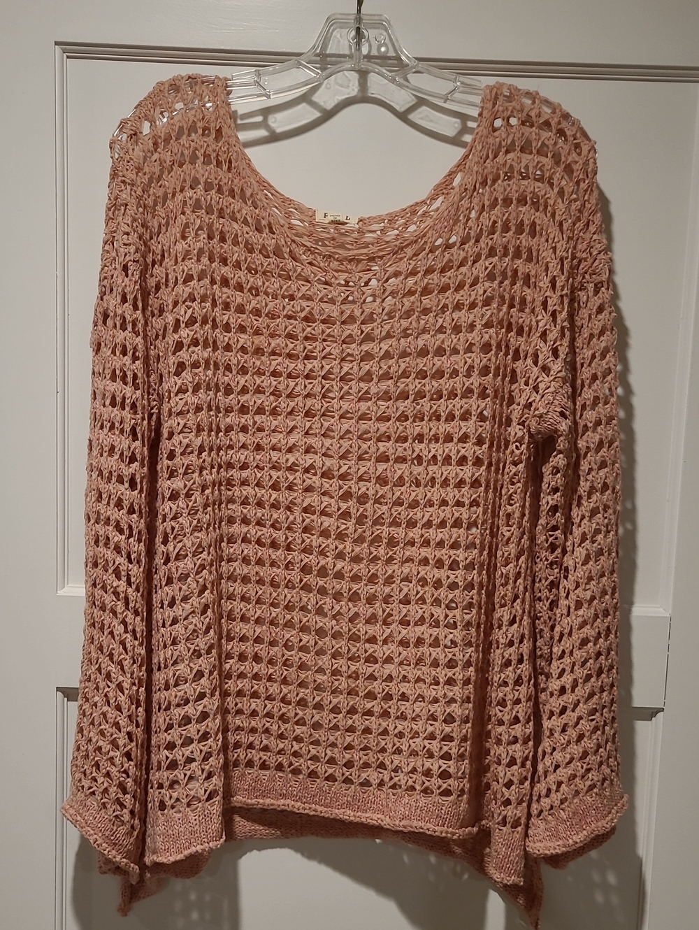 POL Open-Knit Scoopneck Tunic Sweater in Dusty Rose